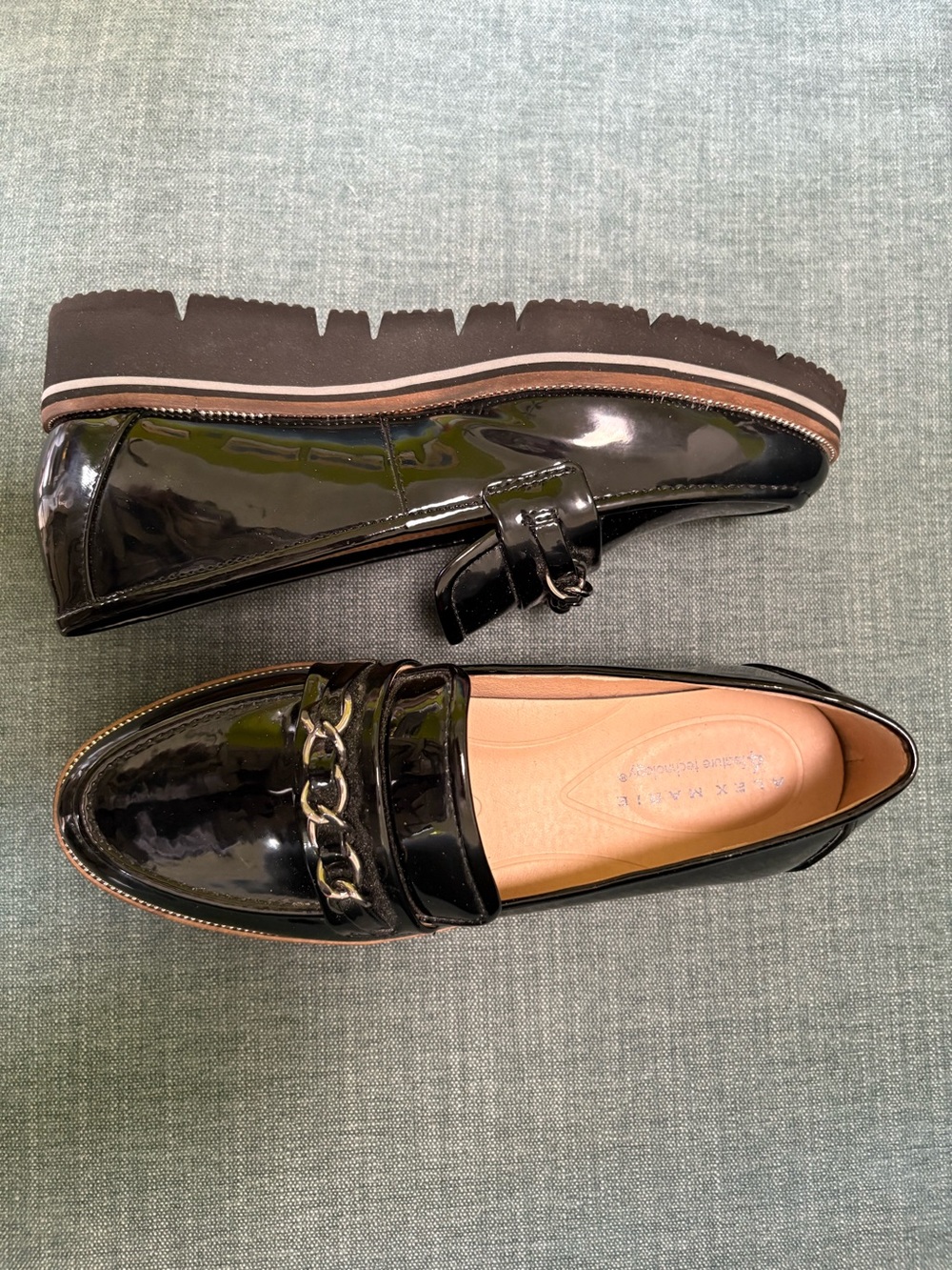 Black Patent Leather Chain Loafers - Men's Dress Casual